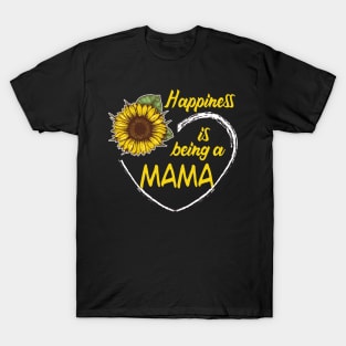 Happiness Is Being A Mama Sunflower Heart T-Shirt